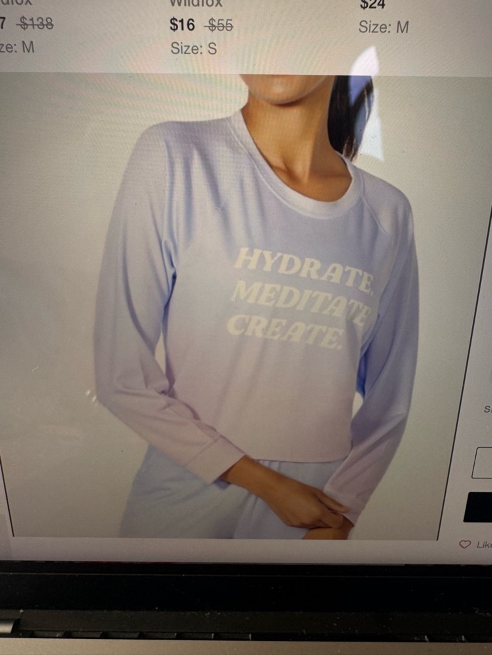 Wildfox Lavender 'Hydrate Meditate Create' Long Sleeve Top